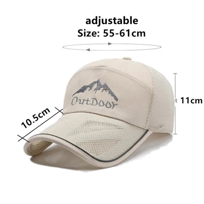 Summer Women's Hats Mesh Breathable Baseball Cap Camping Fishing Caps For Men Long Eaves Brim Sunscreen Travel Hat Snapback Cap