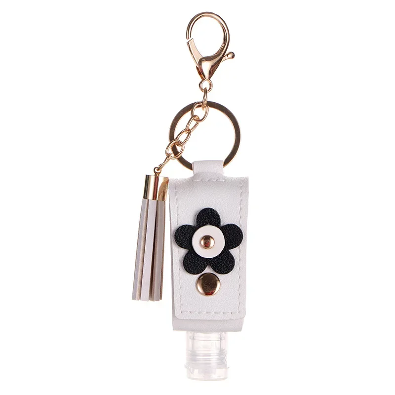 1개 30ml 미니 재사용 가능한 병 손 세정 젤 보관 병 뚜껑 포함 손 소독제 꽃 열쇠고리 홀더 스킨케어 도구