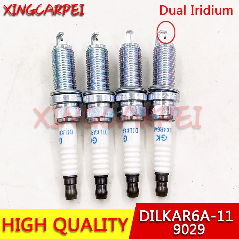 4 шт., двойная иридиевая Свеча зажигания для Nissan Sentra Altima Rogue X-Trail 9029 л, Renaul Teana 22401-JA01B DILKAR6A11