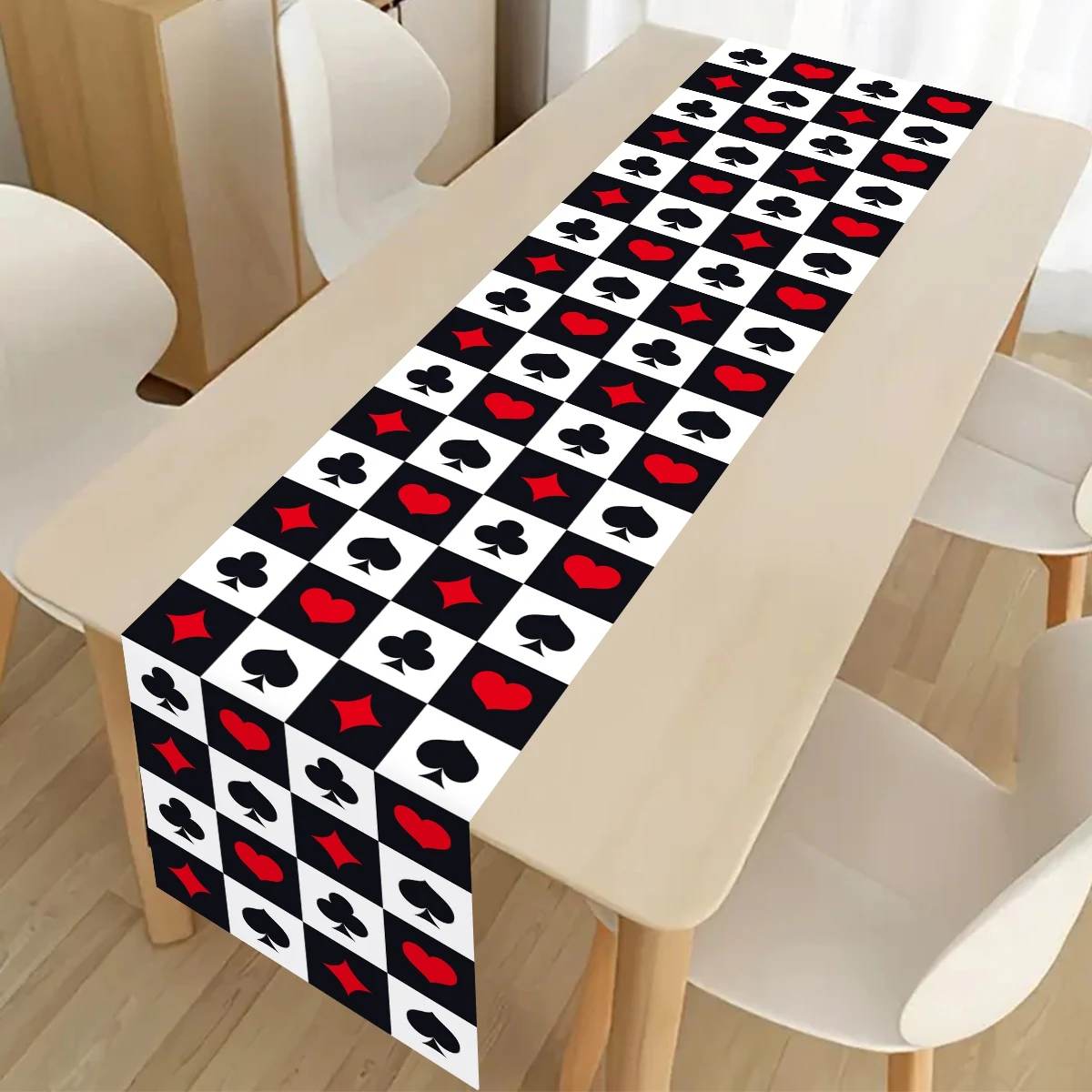 180×35cm Poker Karte Tischläufer Casino Thema Tischdecke Spielkarte Poker Nacht Party Supplies Home Küche Esstisch Dekor
