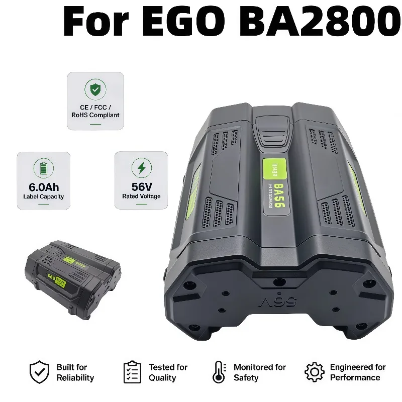 EGO 56V 6000mAh 파워 배터리, 잔디깎이, 블레이드 블로워, 범용, 배선 교체 필요 없음, RoHS 준수에 적합
