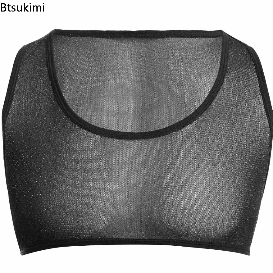 Neue 2026 Männer Sexy Shiny Transparent Mesh Crop Tops Weste Ärmellose Sport Muscle Unterhemd U Neck Westen T Kleidung für Männer