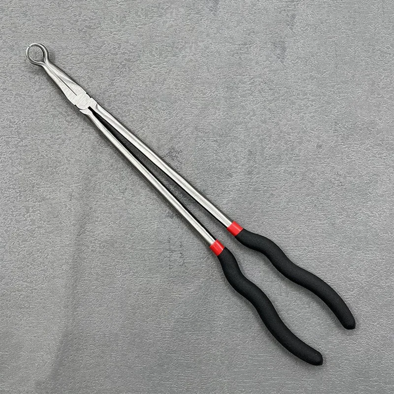 B62B 16-Inch 400MM O-Bend Needle-Nosed Pliers, Long Handle Clamp for Fishing Auto Repair, Thin Needle Nose Pliers, Precision