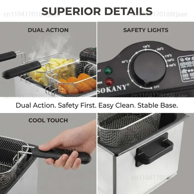 European household French fries machine 5L electric fryer fried chicken hot oil pan fried chicken chicken chops