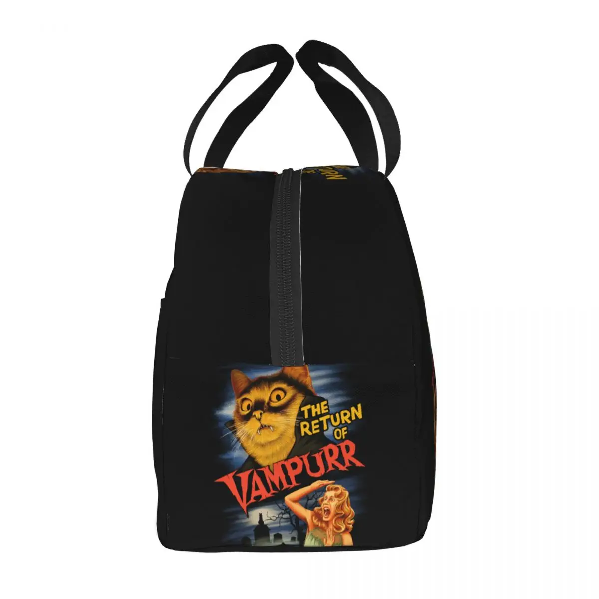 Custom Halloween Cat Lunch Bag Women Cooler Warm Insulated Thermal Lunch Box for Children School Food Picnic Tote Bags