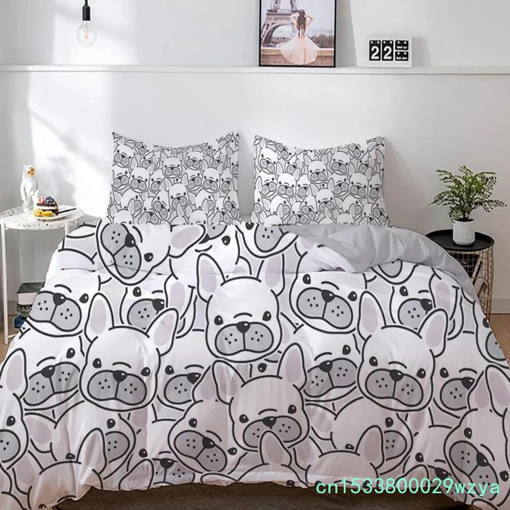 French Bulldog Bedding Set Cartoons Puppy Children Bedclothes Cute Duvet/Quilt Cover And Pillowcase Kawaii Boys Girls