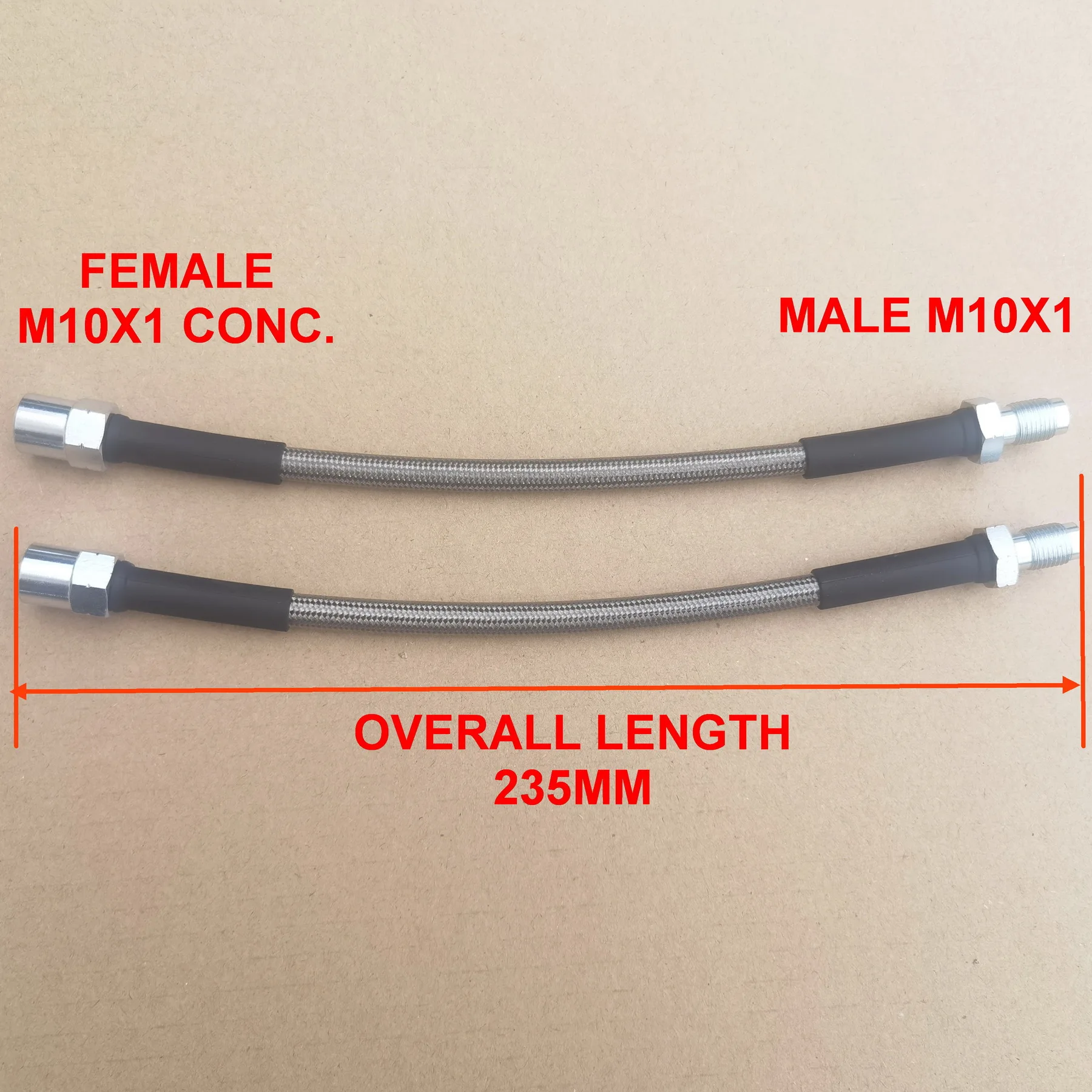 

1 Pair M10x1 Female + Male M10x1 Stainless Braided Universal Hydraulic Rear Brake Hose Line For Audi Benz BMW Classical Cars