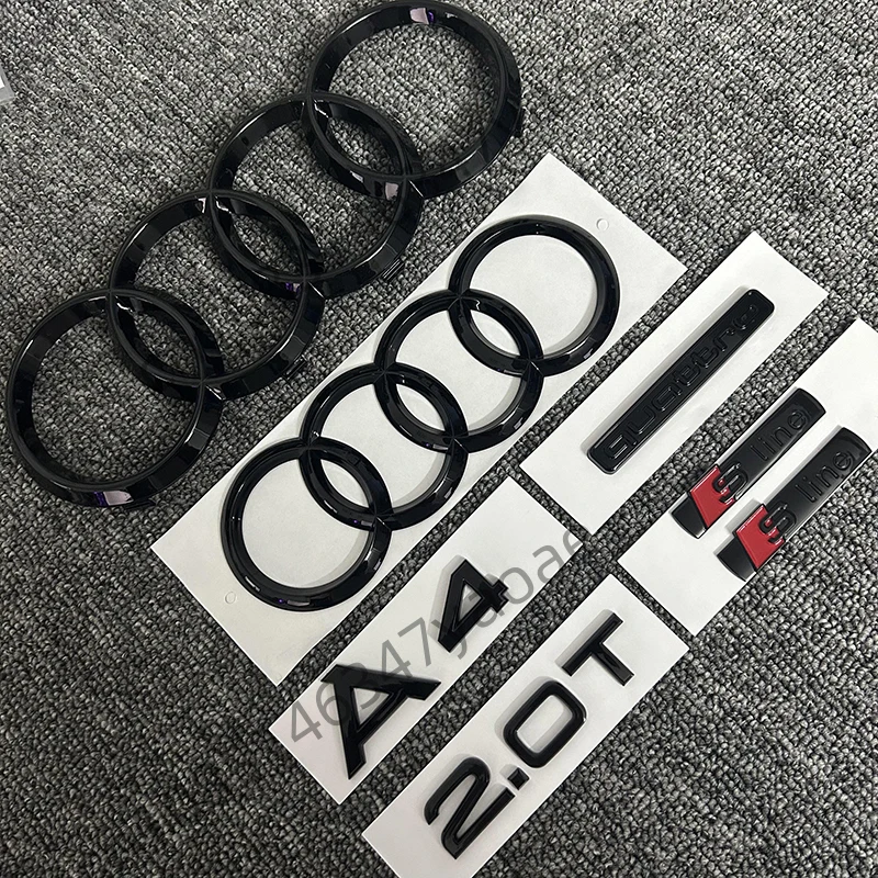 7pcs/set is suitable for the combination set of Quattro 2.0T Sline 2008-2017 before and after Audi A4 logo glossy black collar.