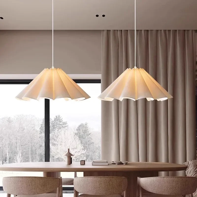 

Nordic Minimalist Fabric Led Chandelier French Dining Room Kitchen Pendant Lamp Home Decoration Lighting Bedroom Lustre Light