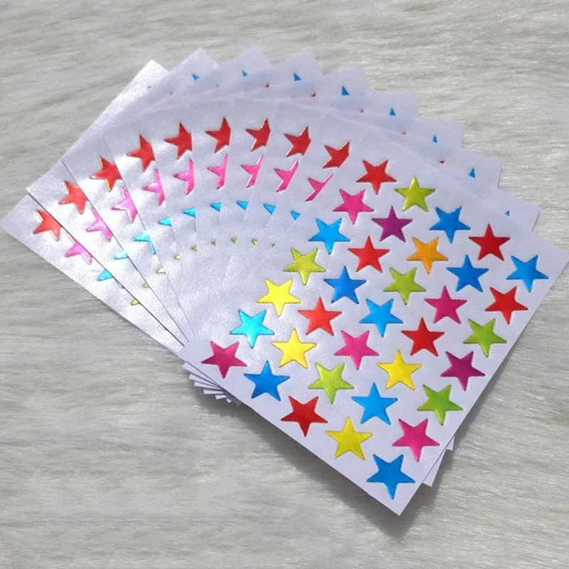 10 Sheets/bag Child Reward Flash Sticker Teacher Praise Label Award Five-pointed Star Gold Sticker Self-adhesive Sticker