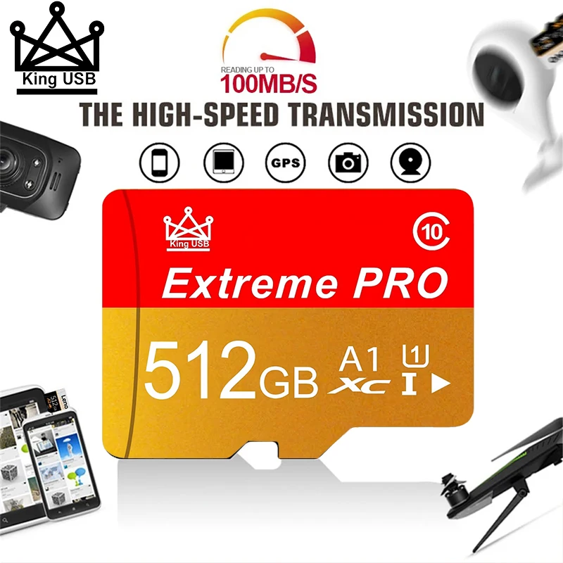 Fast Transfer Micro TF SD Card 512GB Memory Card 256GB SD Cards 64GB TF Cards U3 4K for Smartphone/GPS/PC Mac/MP4 Player/Toy