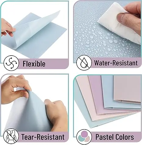 Plastic Folders with Pockets, 5 pcs | Aesthetic File Folder with Business Card Slot, 2-Pocket Folder, Back to School, Office, Filing Supplies view 7