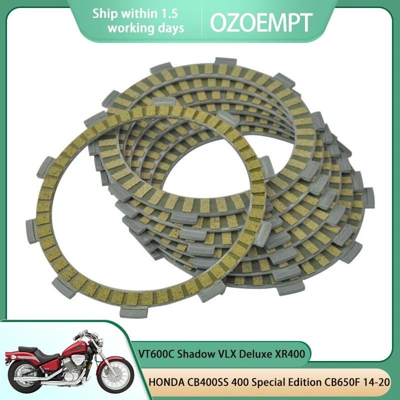 OZOEMPT Placa de embrague fibrosa aplicable a HONDA CB400SS 400 Edición Especial CB650F 14-20 VT600C Shadow VLX Deluxe 88-07 XR400 05-08