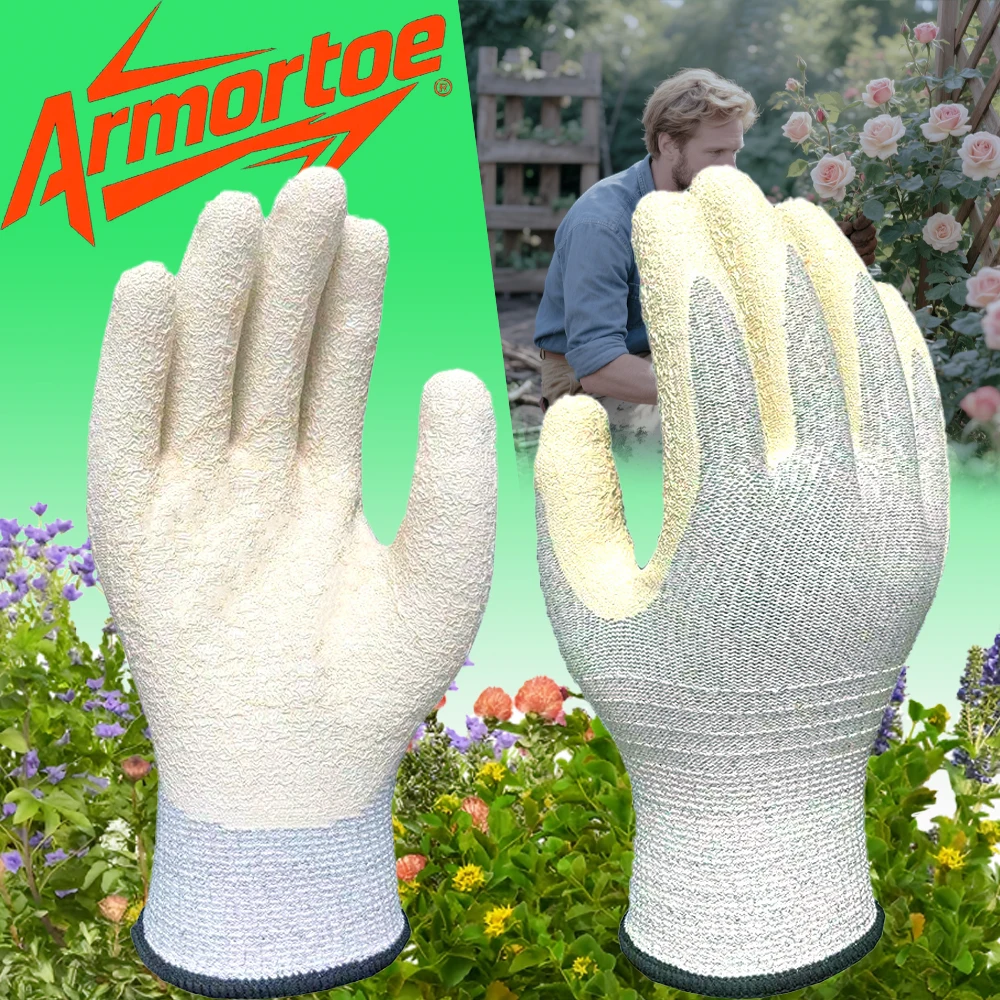 

ArmorToe White Latex Cut Resistant Gloves Photovoltaic Silicon Handling Heavy Metal Free Protective Work Gloves #Armor8037