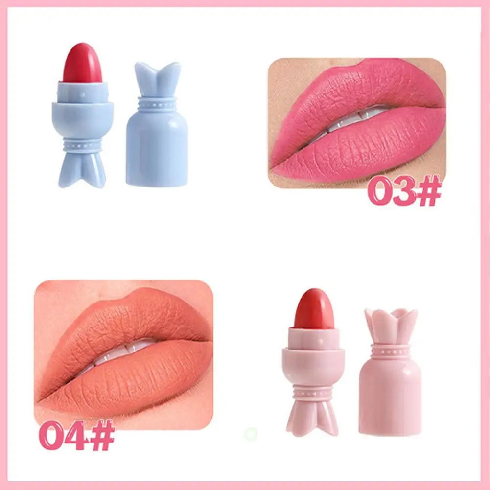 6 kleuren/doos Leuke Mini Lippenstift Mat Fluwelen Capsule Waterdichte Lippenstift Cosmetisch Cadeau Langdurige Gemakkelijke Kleur Lippenstift