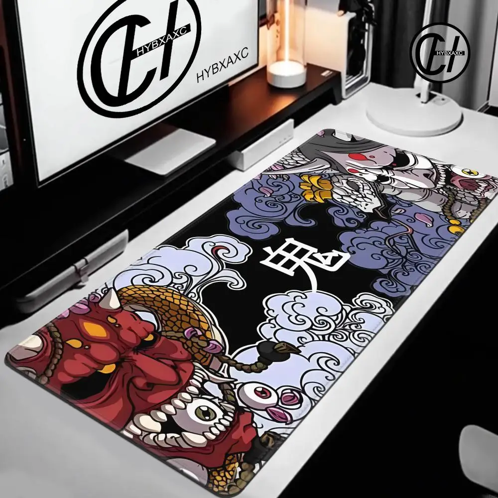 

HYBXAXC Game mouse pad Japanese samurai devil mouse pad black ghost face gamer desk pad mouse pad carpet accessories table pad
