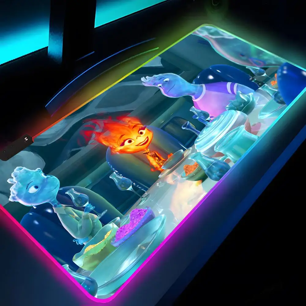 RGB Backlit Elemental Mouse Pad, Mat Laptop, Gaming Mousepad, Teclado Gamer, Girl Table Pads, XXL