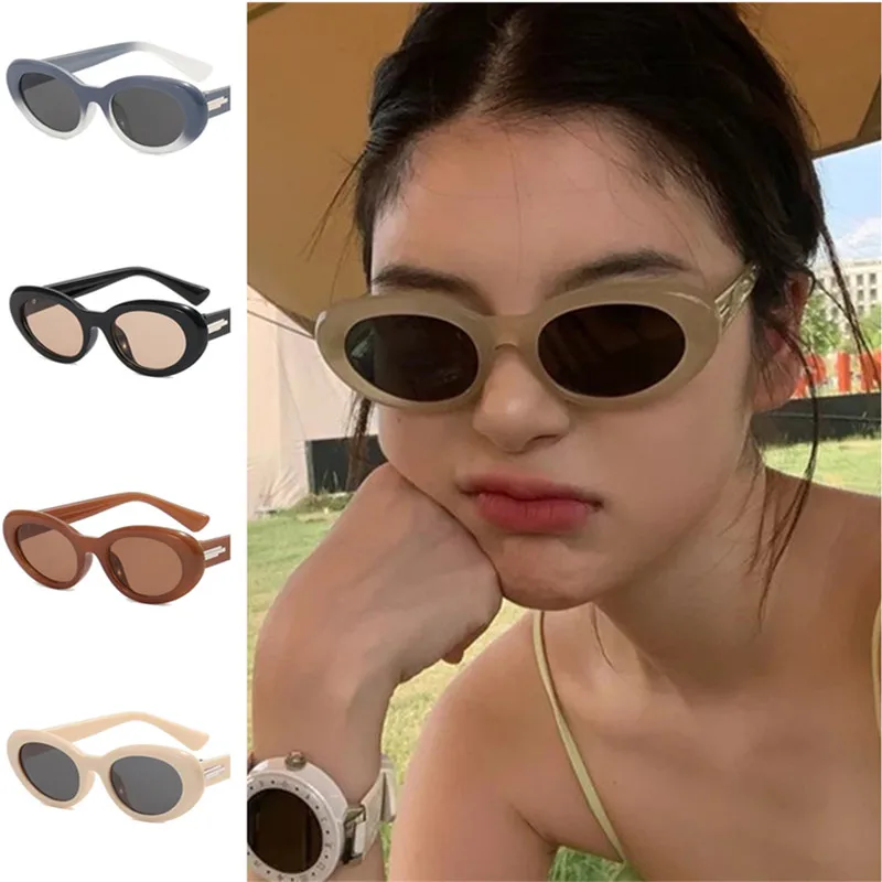 

Fashion Sunglasses Women Oval Sun Glasses Small Frame Adumbral Anti-UV Spectacles Jelly Color Eyeglasses Retro Ornamental