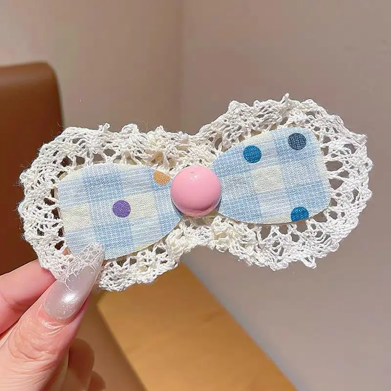 2 Stück koreanische Spitzenaufkleber, Haarspangen zum Sortieren von kaputten Haaren, Mädchen Lolita Blumenschleife, Baby-Pony-Sticker, Kinder-Haaraccessoires – Detail 10