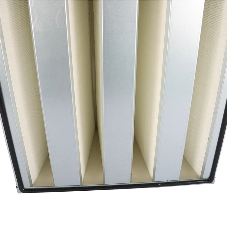 V Bank High Efficiency H13/H14 HEPA Air Purifier New Industrial Farm Applicable Panel Box Filter With Medium Grade Media Flange