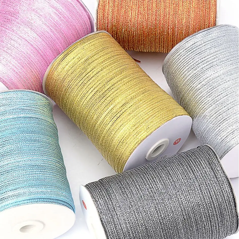 20 Yards 4 mm Gold Silber Glitzer Seidensatinband Party Zuhause Hochzeit Dekoration Geschenkverpackung Weihnachten Halloween DIY Material