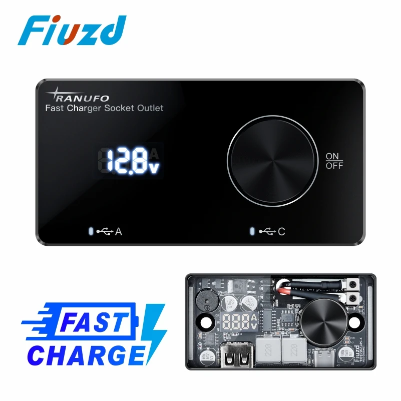 

12V 24V Dual USB Charger Socket with ON OFF Switch QC3.0 PD Fast Charging for Truck RV Bus and Boat Applications