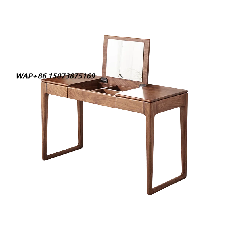 Solid American Black Walnut Vanity Desk with Storage  Bedroom Makeup Table & Dressing Table Manufacturer Direct