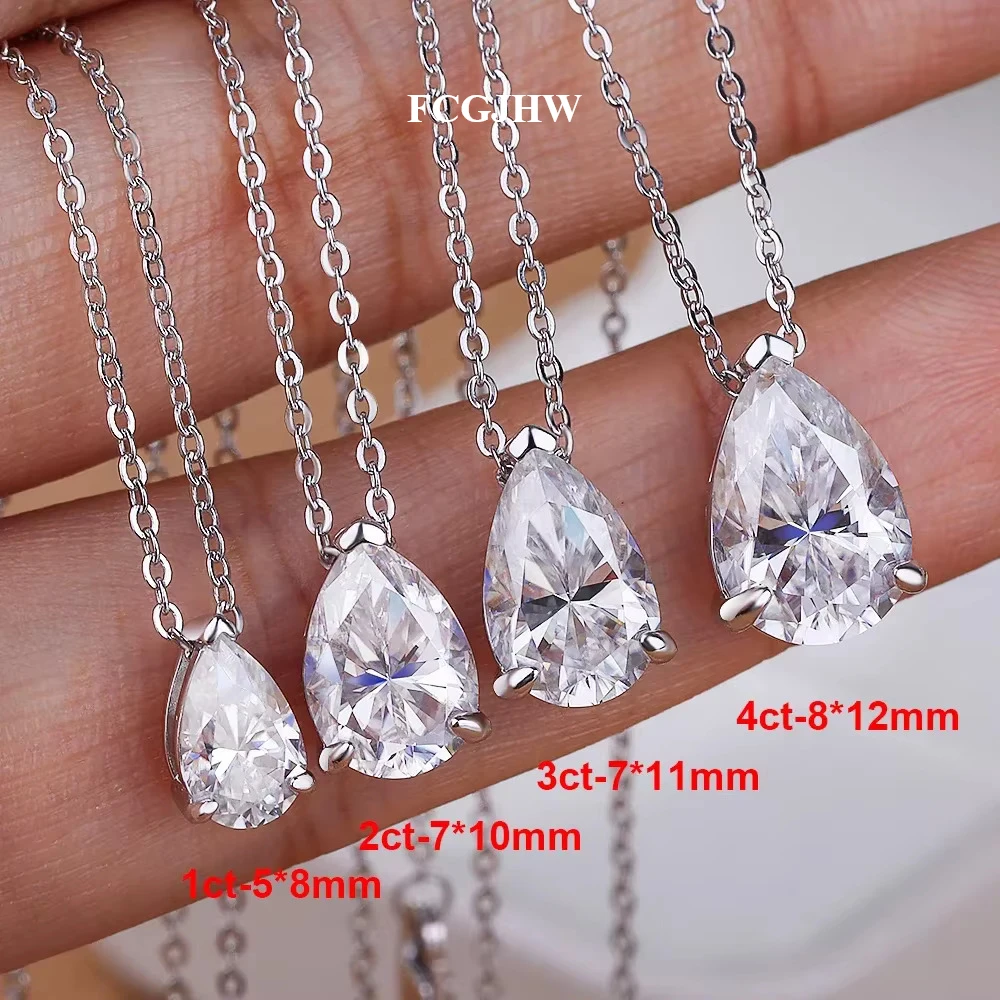 FCGJHW 1-4CT Pear Cut Moissanite Necklace 100% S925 Silver WaterDrop Solitaire Pendant Women Gifts Wedding Jewelry 2026
