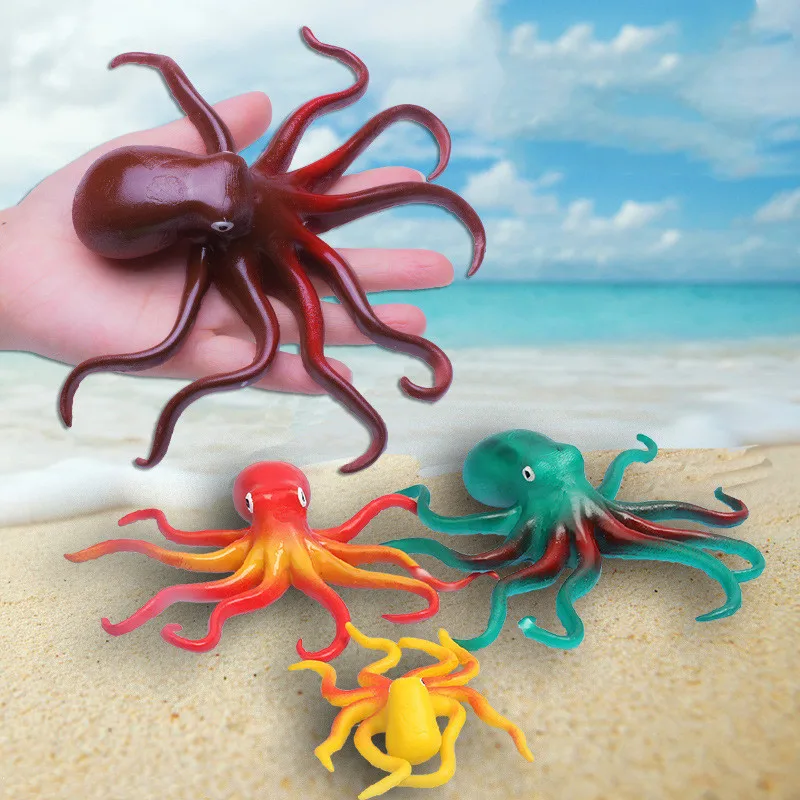 Children's Funny Toys Simulation Octopus Toy Model Soft Elastic Toys Animal World Decoration Squid Education Puzzle Cognition