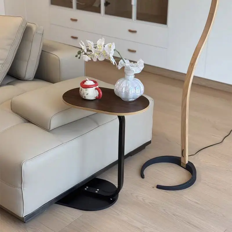 100 % hochwertiger C-förmiger Beistelltisch aus Holz, Couchtisch für Wohnzimmer und Wohnmöbel