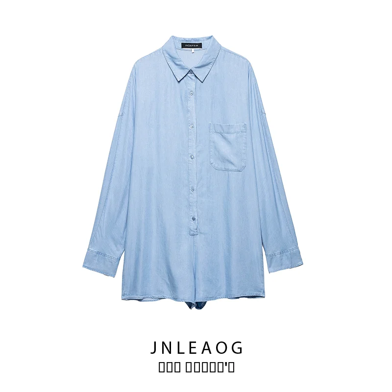 

Весенняя новинка: Женские джинсовые комбинезоны JNLEAOG, свободный крой, длинные рукава, дышащие, приятные к телу, однотонные, на пуговицах.