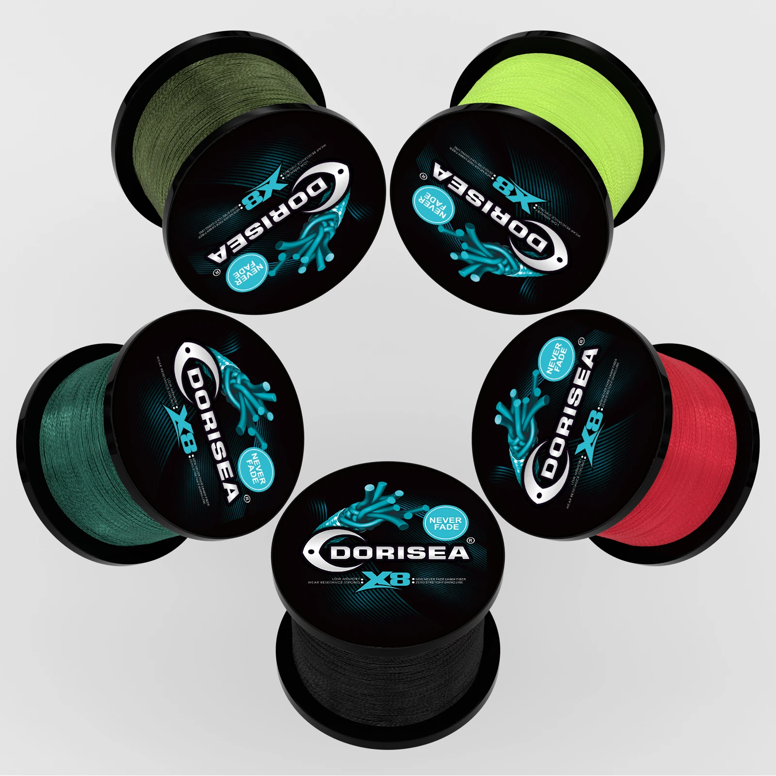 DORISEA X8 NEVER FADE Extreme Braided 100% PE Multifilament Fishing Line Wire Pesca Tackle 500M 1000M 2000M