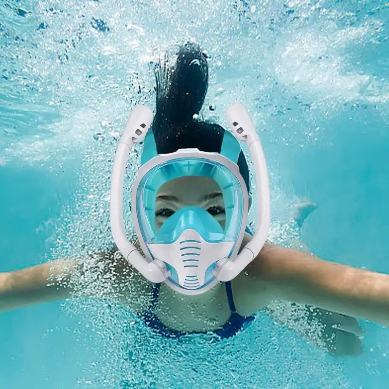 

Full Face Snorkel Goggles Anti-fog Diving Head Covering No-Leak Adult Diving Goggles Silicone Swimming Head Goggles Clear Vision
