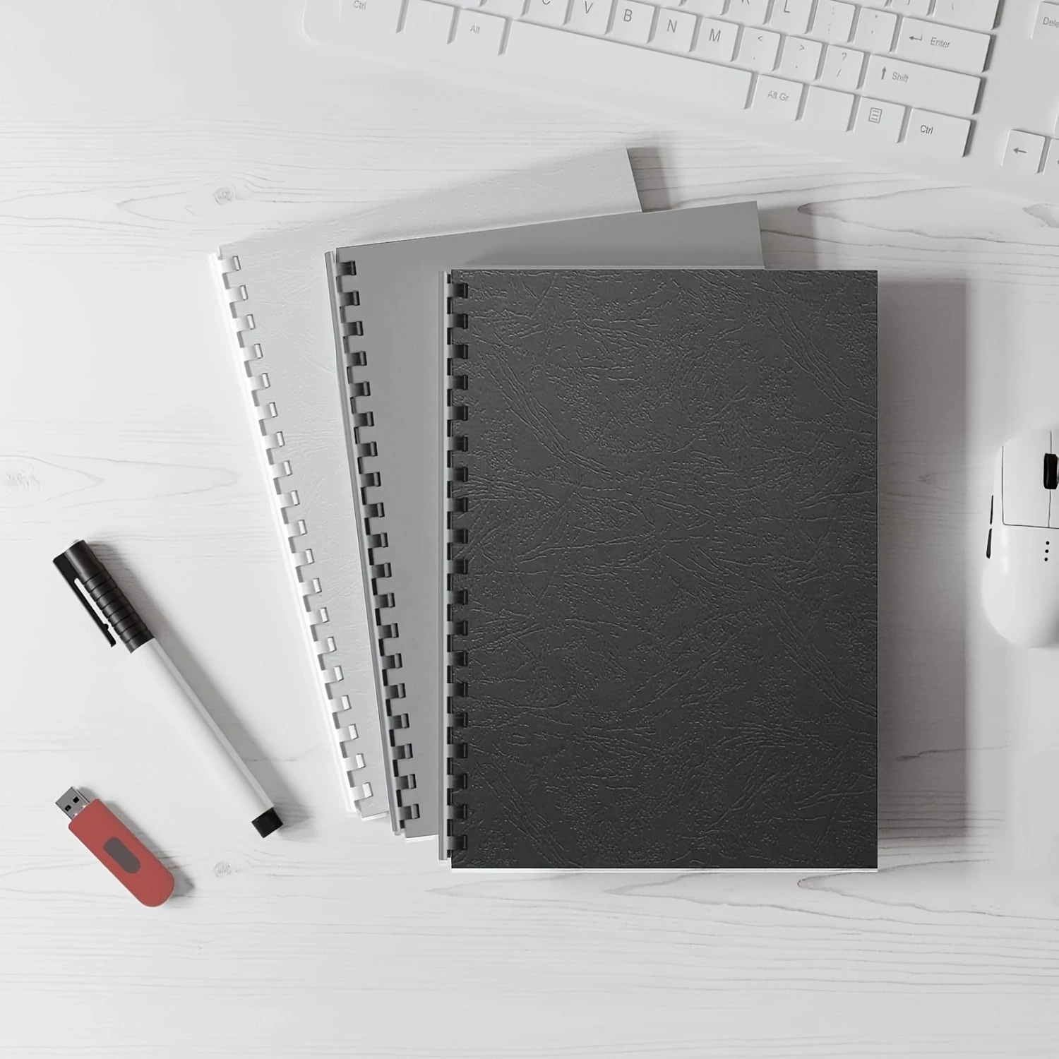 A4 230GMS Azul/Negro/Blanco/Rojo/Verde presentación Fundas de encuadernación de papel de cuero para documentos de negocios 50/paquete sin perforar