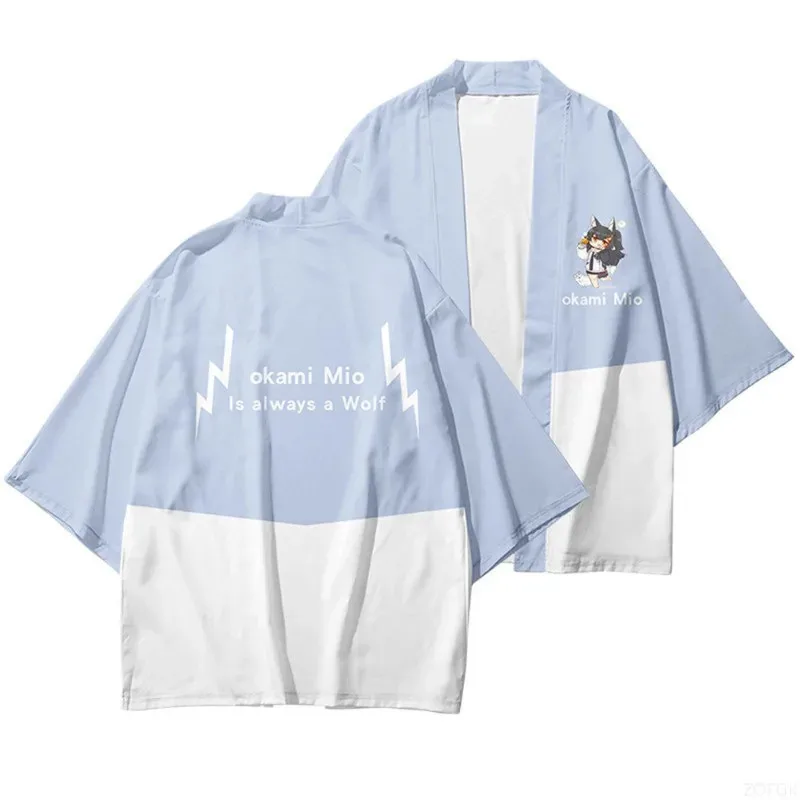 أزياء جديدة نمط هيرمان كيمونو لعب الأدوار أنيمي طباعة للجنسين الصيف عارضة نصف كم أعلى كيمونو سترة #4