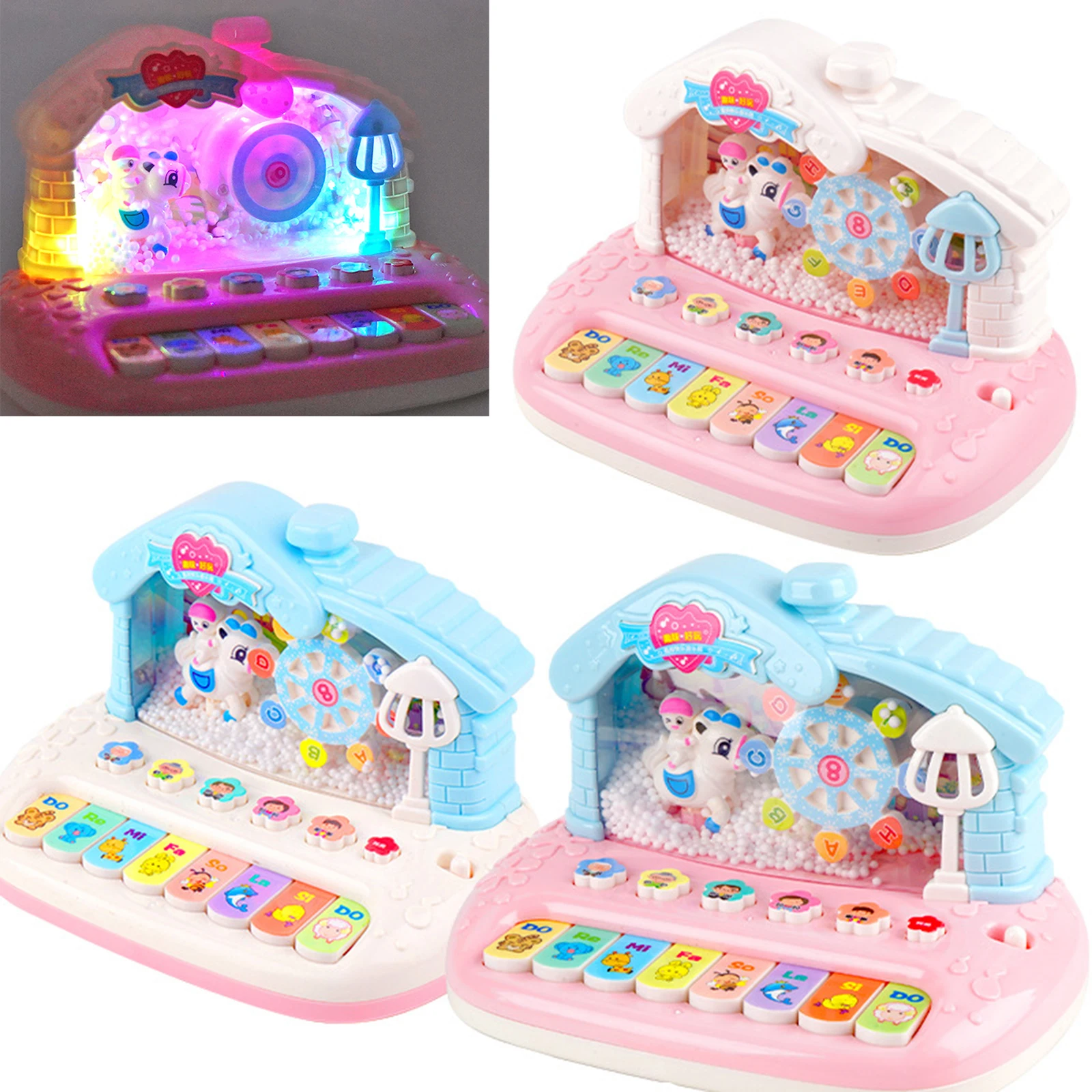 Simulation Musical Instrument with Sound Light Snowflake Learning Toys Electronic Piano Toy for 1 2 3 Year Old Boys Girls Gifts