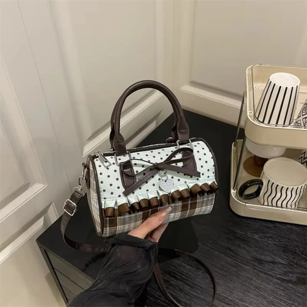 

Сумки-подушки через плечо с милым бантом, винтажная клетчатая легкая портативная женская сумка на плечо, универсальная женская сумка, кошелек, подарок для девочек