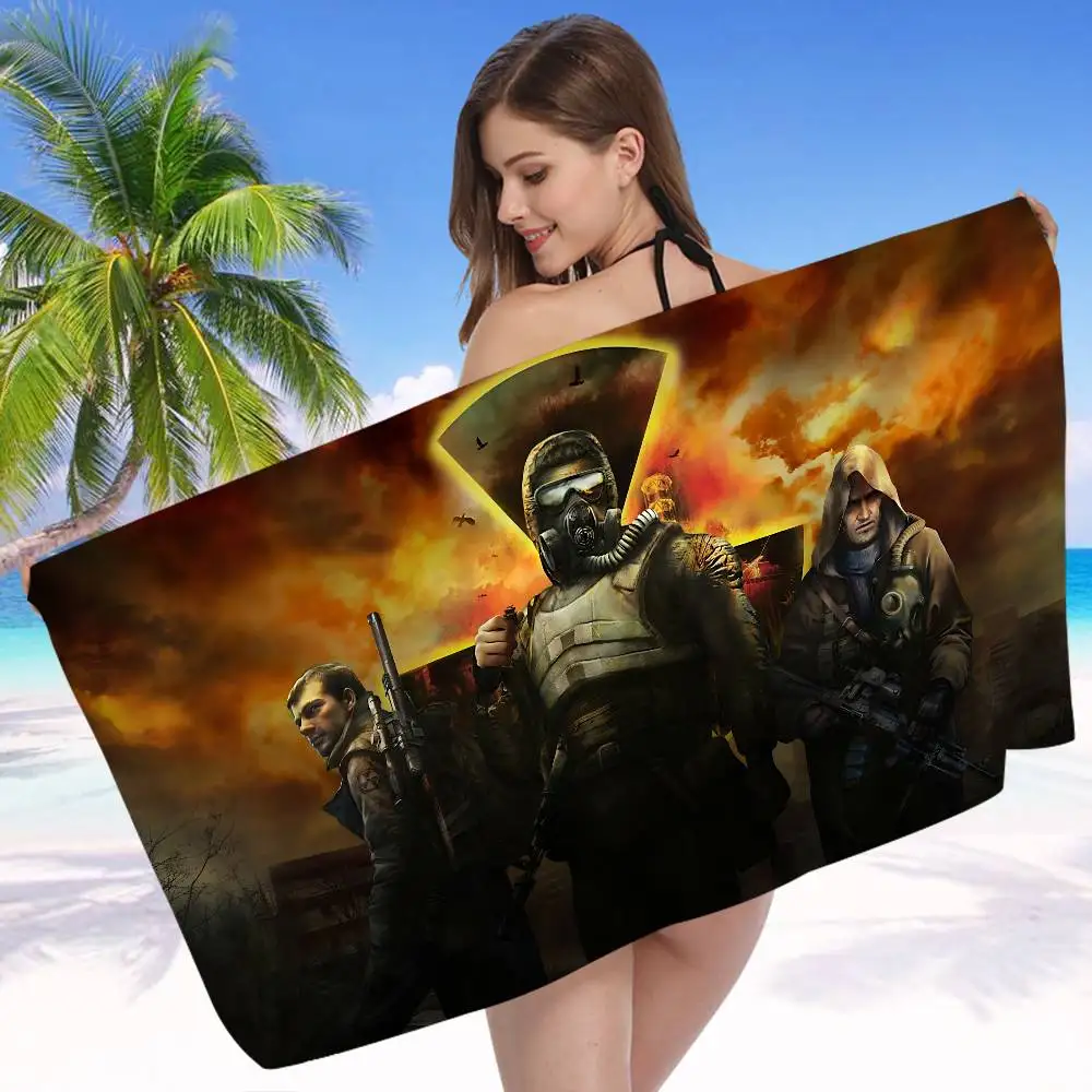 Horror Game S-Stalker Anime Beach Swimming Towel Soft Absorbent Washcloth Children's Gifts for Kids Travel Camping Gym