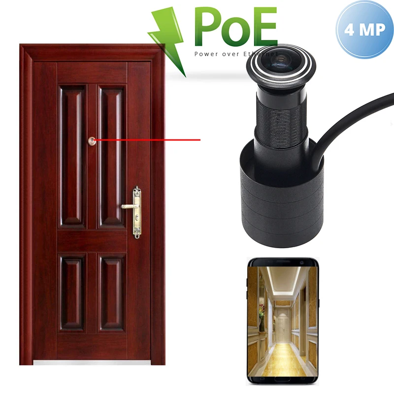 

XMEYE Video 4MP HD H.265 H.264 P2P 1.66mm 1.78mm 180degree FishEye Lens CCTV Security Peephole Door Eye POE Door Peephole Camera