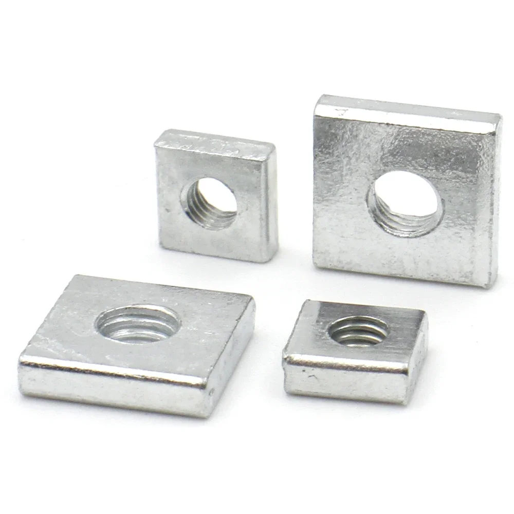 20/40pcs DIN562 M3 M4 M5 M6 Galvanized Zinc Plated Carbon Steel Thin Square Nuts Quadrangle Block Compatible with Prusa MK3