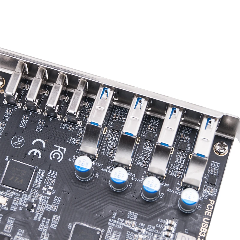 PCIE USB3.2 GEN2 10Gbps Expansion Card PCI Express X4 to 4 Port TYPE-A + 4 Port TYPE C Adapter USB HUB Multiplier for Desktop PC