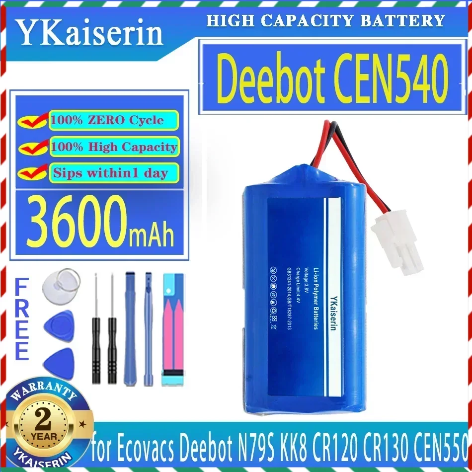 

YKaiserin 3600mAh Replacement Battery for Ecovacs Deebot CEN550 CEN660 DL33 DL35 N79S KK8 CR120 CR130 V7 V7S Digital Batteries