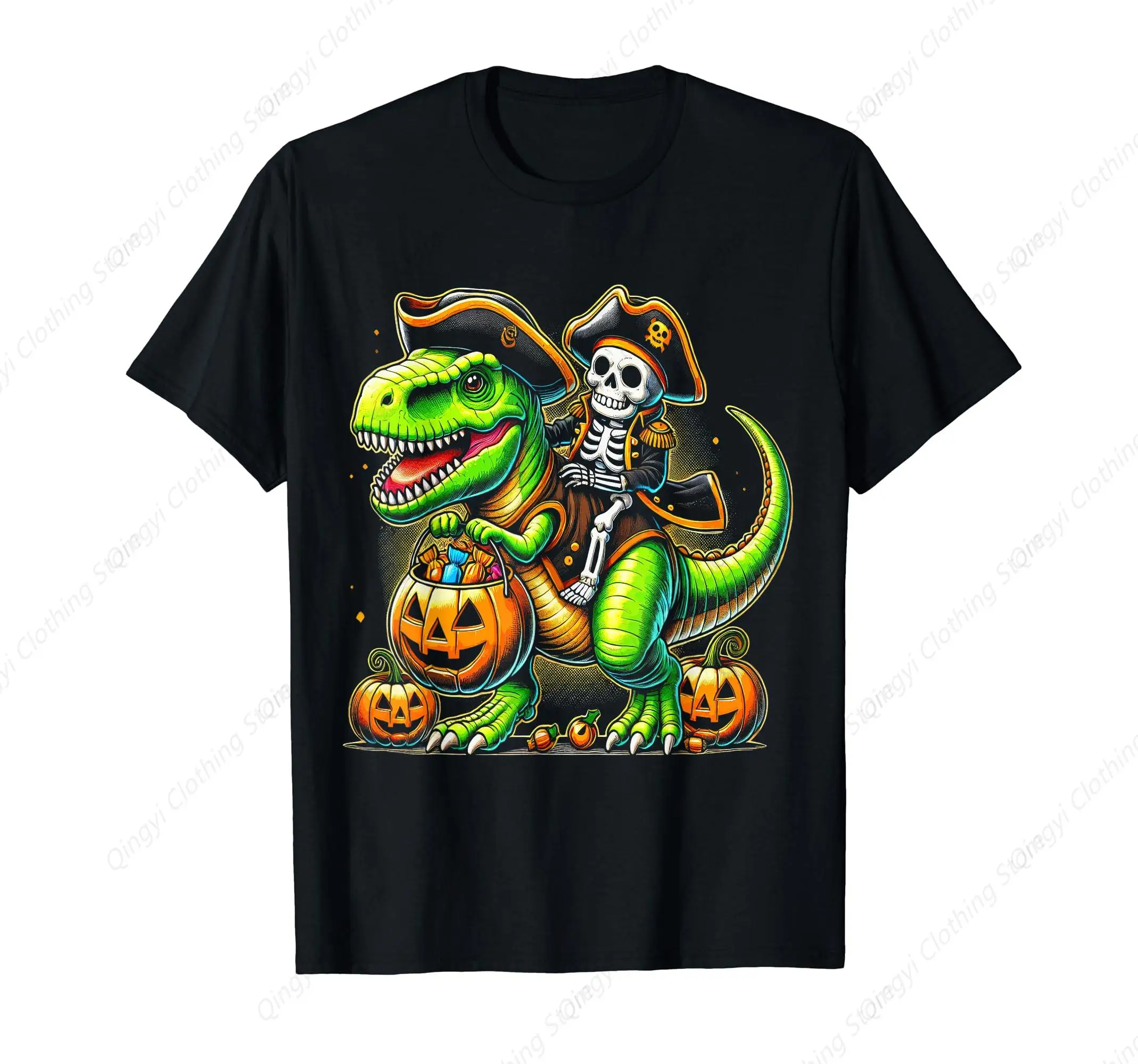 

Halloween Funny Dinosaur Pirate Boys Trick Treat T-Shirt