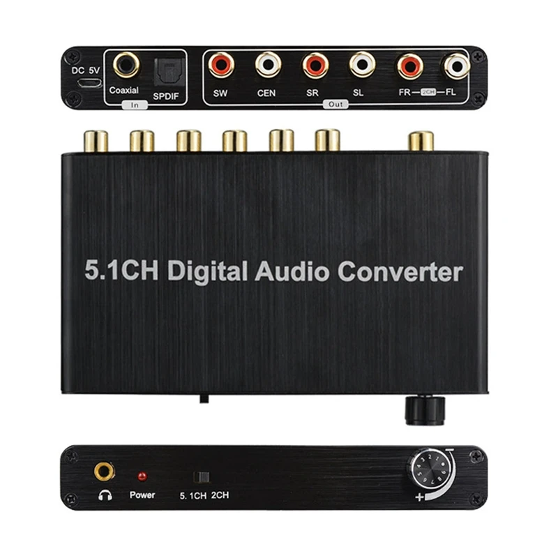 5.1CH DAC Converter Audio Decoder Digital Optical Coaxial Toslink To RCA 3.5Mm Jack Support For DOLBY AC-3 DTS 5.1