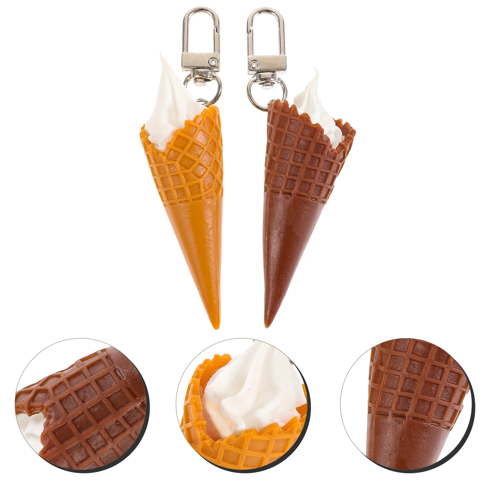 

2pcs Ice Cream Keychain PVC Cream Shape Bag Hanging Ornament Decor Cute Key Ring Pendant Gift Packaging Box Accessories