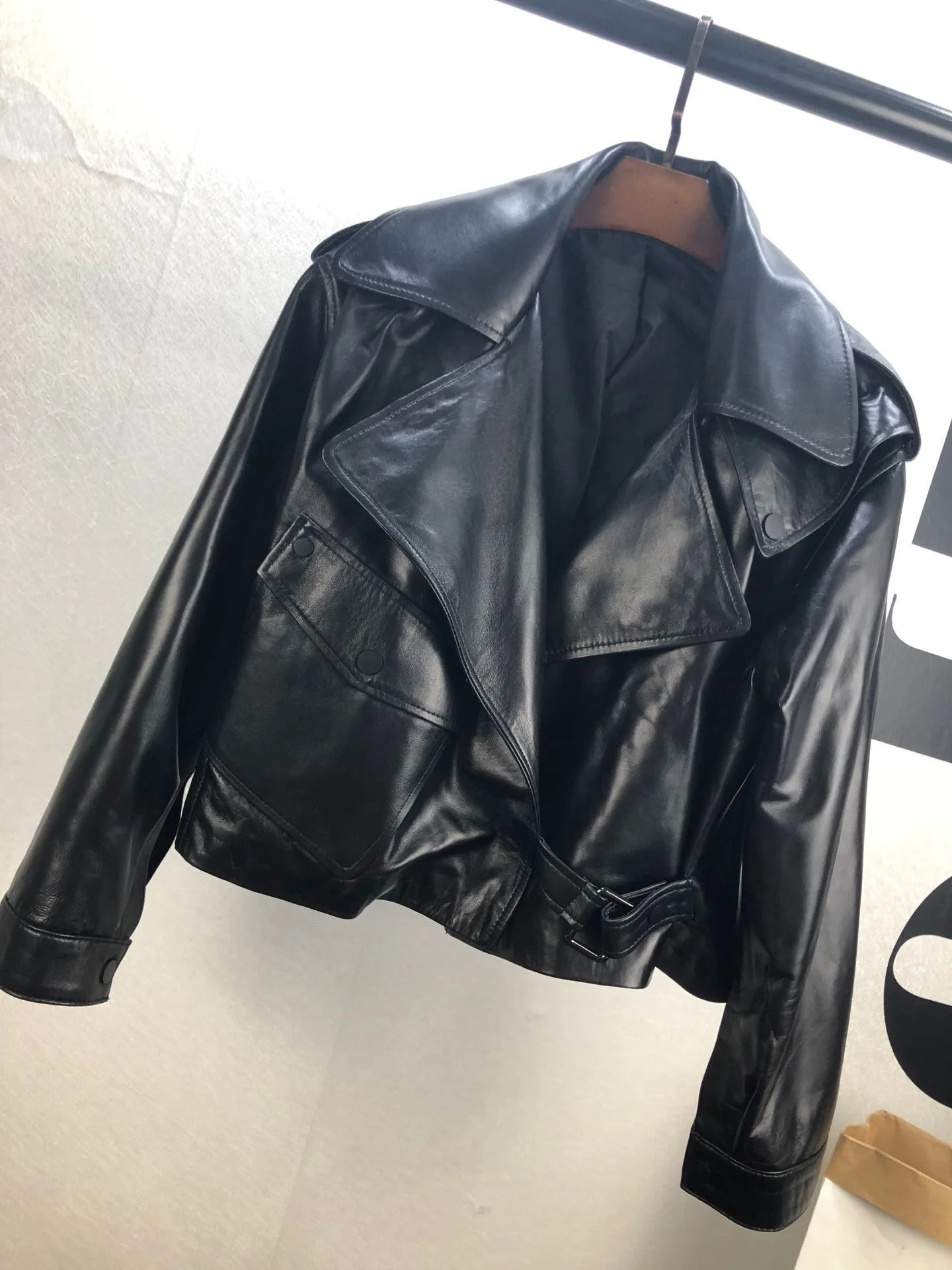 

2023 New Fashion High Quality Genuine Sheepskin Leather Coat Female Autumn Motorcycle Woman Jackets Women's Clothes Ro