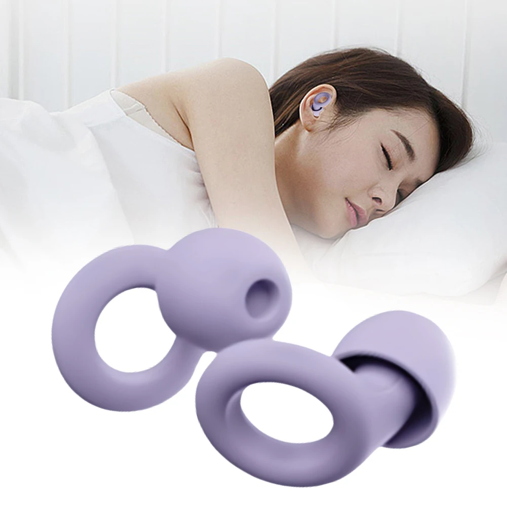 1 Pair Noise Reduction Earplugs Soft Silicone Ear Muffs Ear Protection Travel Sleeping Reusable Swimming Waterproof Ear Plugs