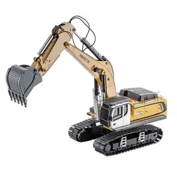 Huina 1599 Metal Excavator  1:14 Scale 24 channel all-alloy Simulation RC Excavator Electric Toy Trucks With light and sound