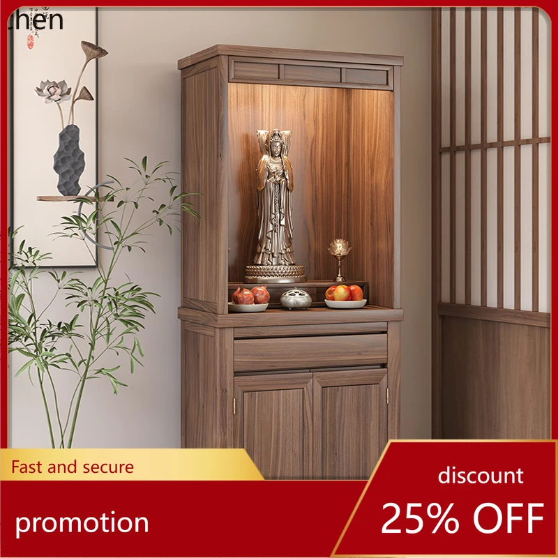 ZML New Chinese Style Tall Cabinet for Worshiping Guanyin, God of Wealth, and Guan Gong