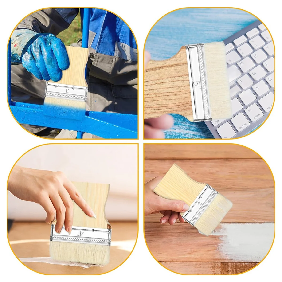 Nieuwe 3-delige platte peddel kwastenset, brede kwast grote kwast 3/4/5 inch kwast voor olie- en acrylverf